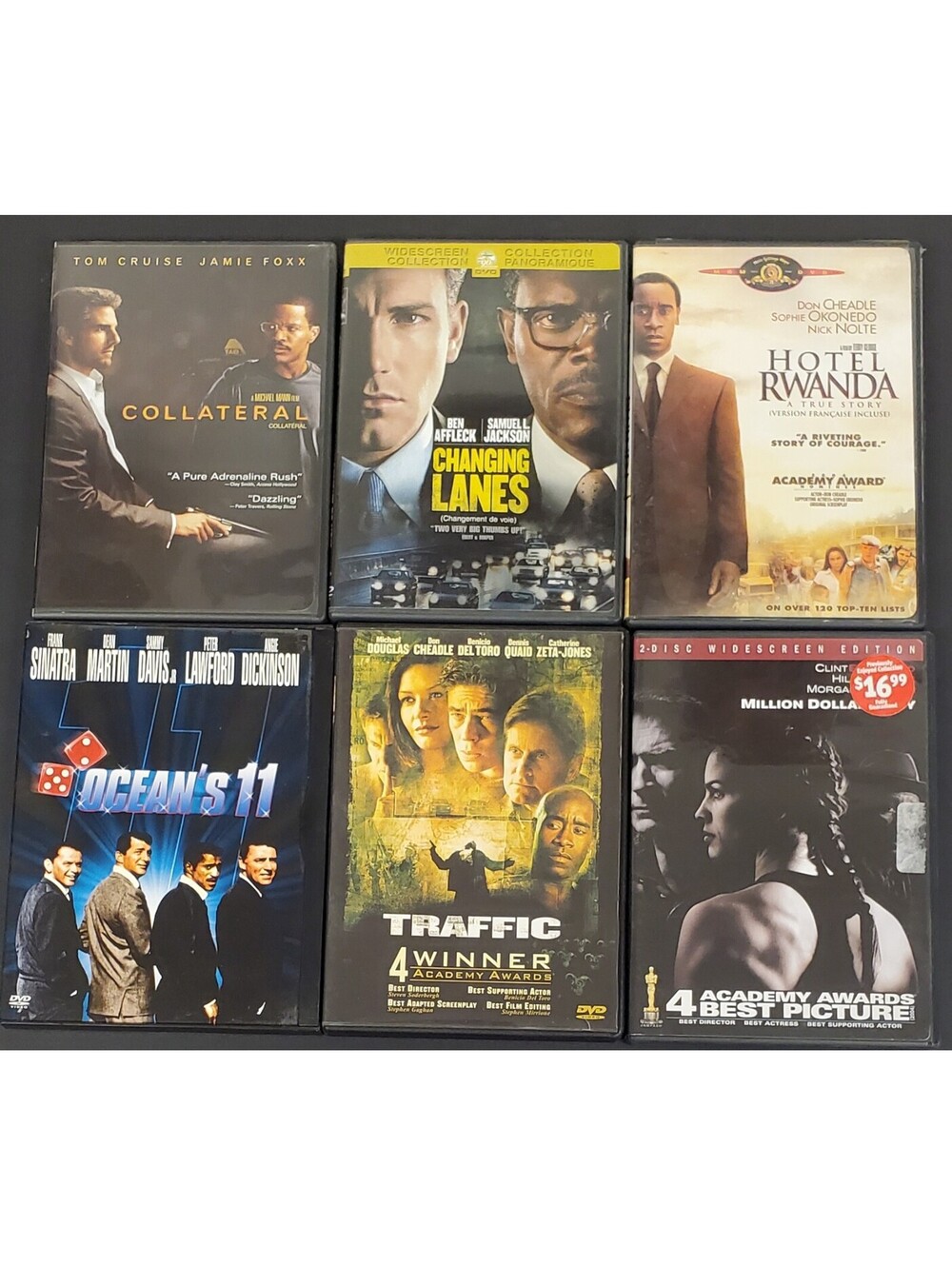 DVD Movie Collection Set - Collateral, Changing Lanes, Hotel Rwanda, Ocean's 11+